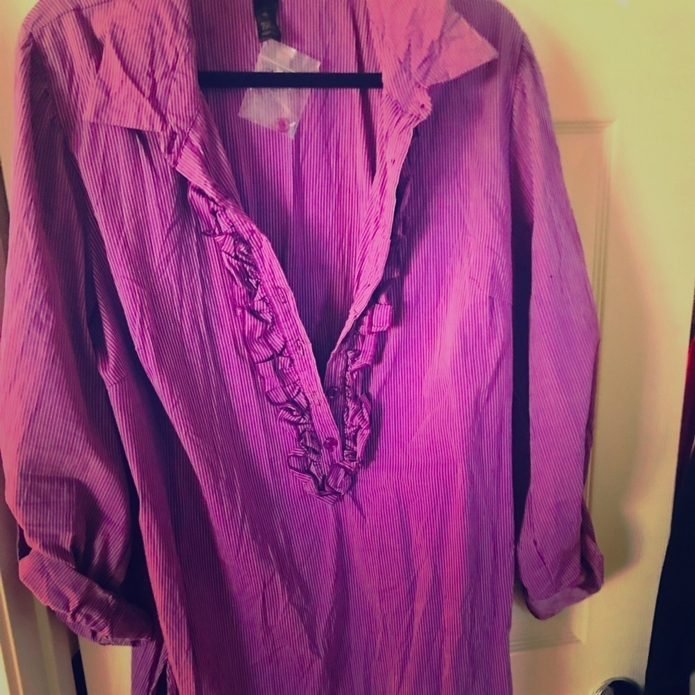 Magenta Ruffle-Trim Tunic J-Crew Style - Picture 2 of 4